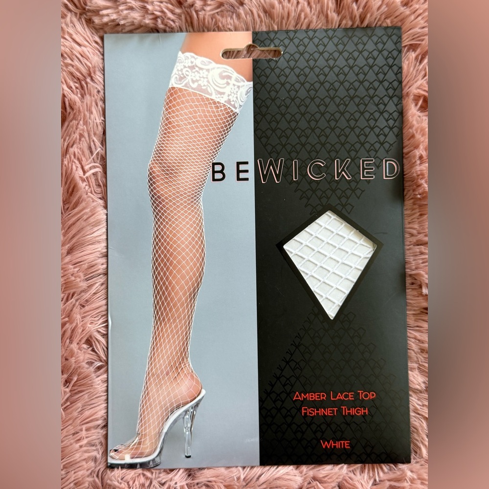 Amber Lace Top Fishnet Thigh Highs